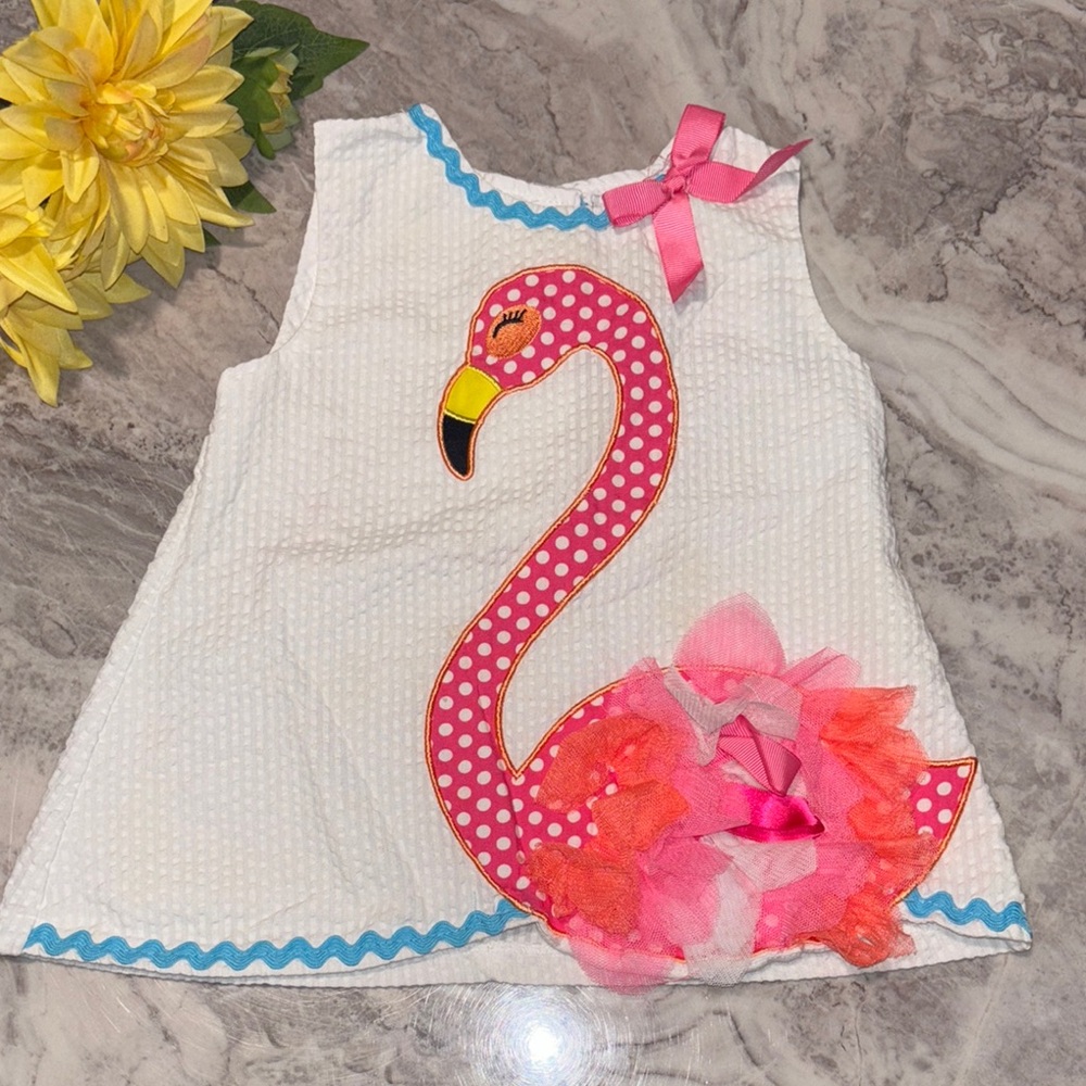 Rare Editions White Dress with Blue Accents